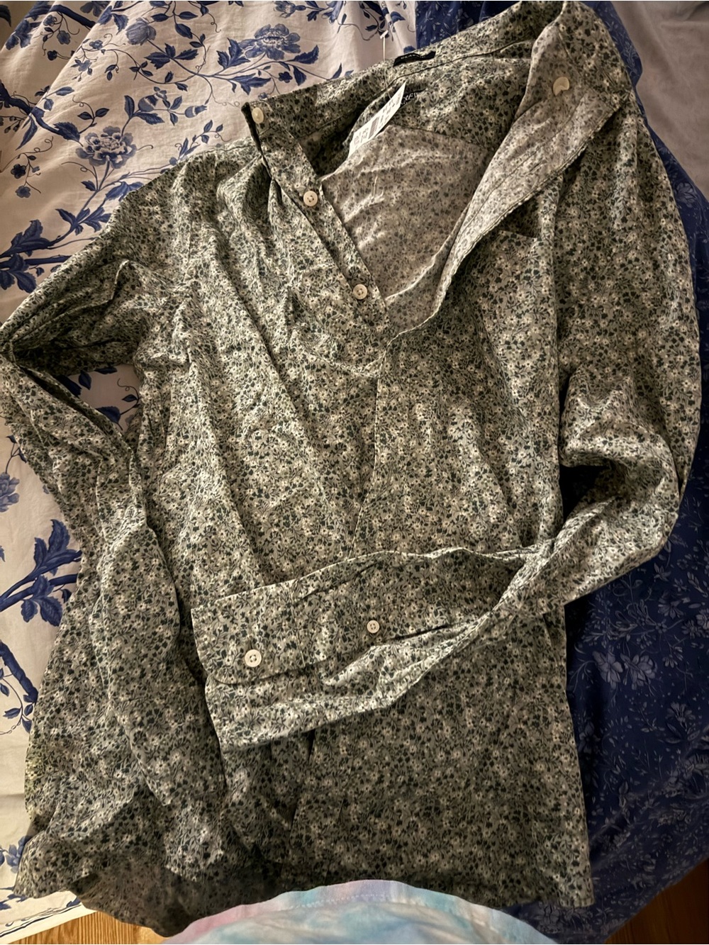 J. Crew Sage Green Floral Button-Down Shirt